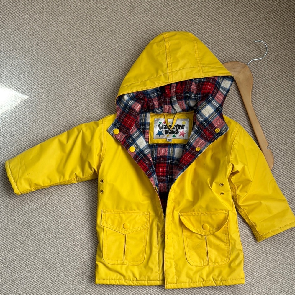 Wippette Kids Yellow Raincoat with Plaid Lining